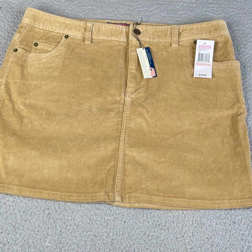 Vineyard Vines Corduroy Skirt 12 Beige Khaki Sand 5 Pocket Zip Fly Stretch